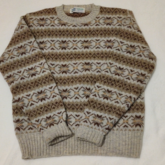 SHETLAND 💯 Wool Cozy Patterned Turtleneck Sweater - Cream and Brown - Picture 8 of 12